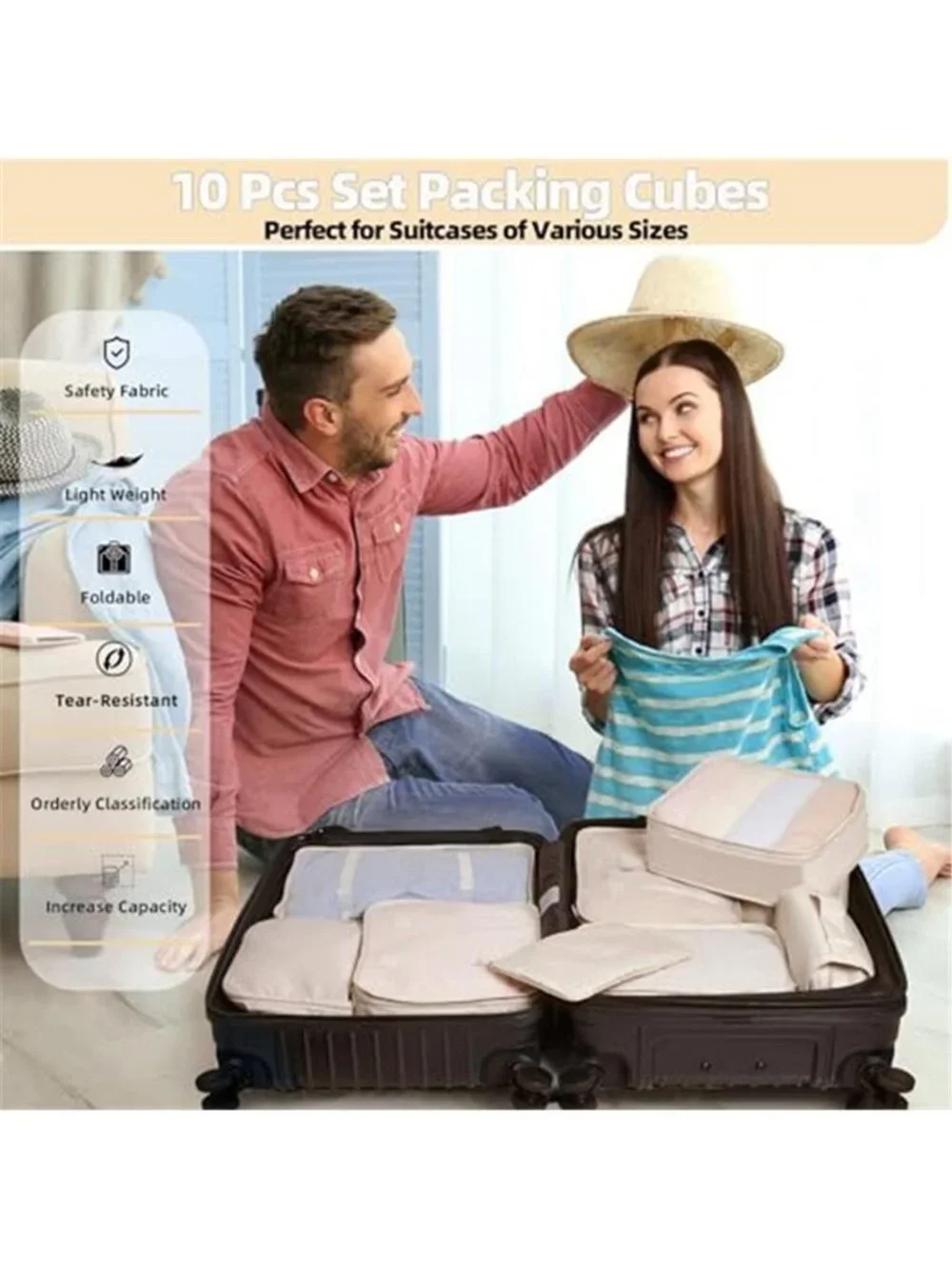 Packing Cubes Travel Organizer Set Luggage Bags Toiletry Shoe Laundry 10 Piece